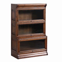 Mission 3 Stack Oak Barrister Bookcase - Beveled Glass - Walnut