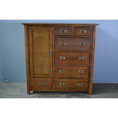 Mission Style Solid Oak Chest Of Drawers - Walnut