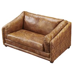 Waco Rustic Modern Love Seat - Light Brown Leather