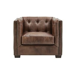 Tuxedo Leather Arm Chair - Bark Brown