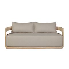 Eclipse Outdoor Solid Teak Wood Love seat Natural - Gray Fabric