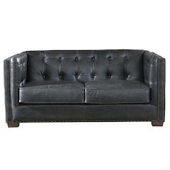 Tuxedo Leather Love Seat - Slate