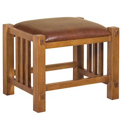 Mission Spindle Stool - Quarter Sawn Oak & Leather - Michael's Cherry