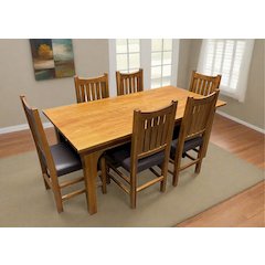 Mission 70" Solid Oak Dining Table Set With 6 #240 Chairs