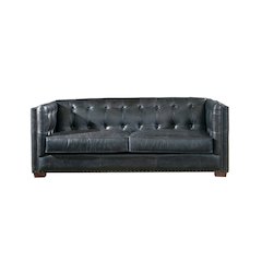 Tuxedo Leather Sofa - Slate
