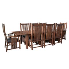 Mission Stow Leaf Table & High Back Chair Dining Set - Walnut