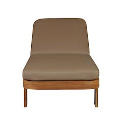 Eclipse Outdoor Solid Teak Wood Sun Lounger  - Light Brown Fabric