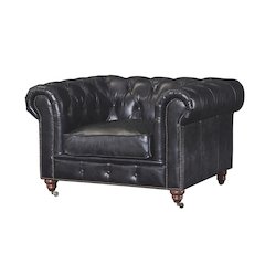 Century Chesterfield Arm Chair - Slate Leather