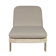 Eclipse Outdoor Solid Teak Wood Natural Look Sun Lounger  - Grey Fabric