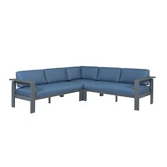 Sardinia Aluminum Frame Outdoor Sectional Sofa - Blue Cushions
