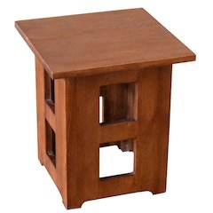 Mission Solid Oak Square End Table with Cut Outs - Michael's Cherry