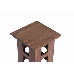 Mission Solid Oak Square End Table with Cut Outs - Walnut