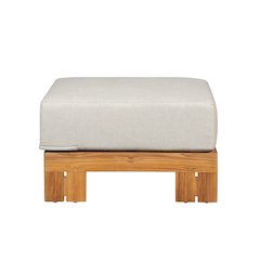 Paradiso Outdoor Solid Teak Wood Ottoman - Gray fabric