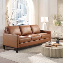 Samhara Top Grain Leather Sofa - Chestnut