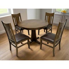 Mission Quarter Sawn Oak Round Dining Table Set - 42" - Walnut