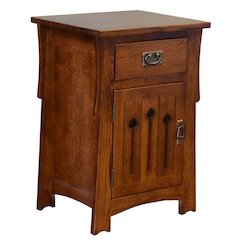 Mission Style Solid Quarter Sawn Oak Keyhole Nightstand
