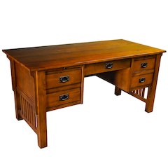 Mission Quarter Sawn Oak 5 Drawer Desk - Michael's Cherry