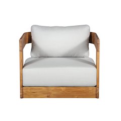 Paradiso Outdoor Solid Teak Swivel Chair - Light Grey Fabric