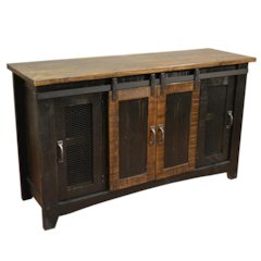 Greenview Sliding Door Distressed Black TV Stand - 60 inch