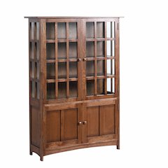 Mission Oak 4 Door Display China Cabinet - Walnut - 49"W