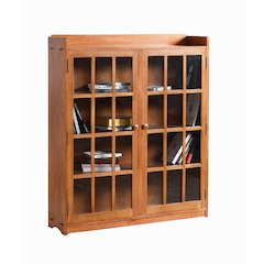Mission Oak 2 Door Bookcase with Glass Doors - Michael's Cherry