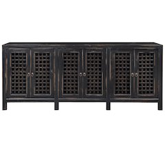Asbury 6 Door Antiqued Black Sideboard - 88"