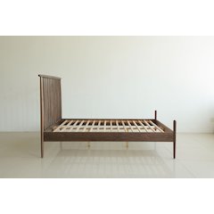 Midcentury King Bed with Two nightstands - Solid Black Walnut