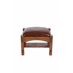 Craftsman / Mission Mortise and Tenon Foot Stool - Chestnut Brown Leather