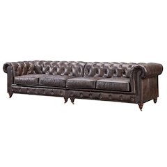 Century Chesterfield Sofa - Dark Brown Leather - 118"