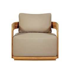 Eclipse Outdoor Solid Teak Wood  Chair - Light Brown Fabric