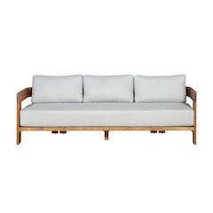 Paradiso Outdoor Solid Teak Wood Sofa - Light Gray Fabric