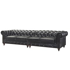 Century Chesterfield Sofa - Slate Leather - 118"