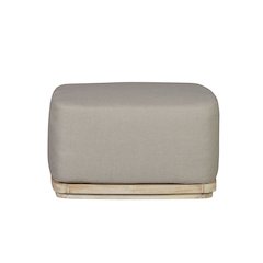 Eclipse Outdoor Solid Teak Wood Ottoman Natural Look - Gray Fabric