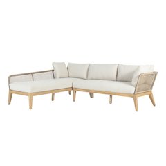 Cypress Teak Wood 2-piece Left Arm Chaise Outdoor Sectional - Beige