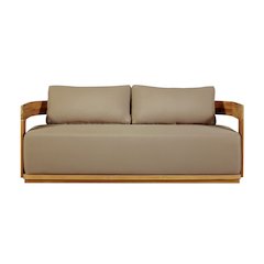 Eclipse Outdoor Solid Teak Wood Love seat - Light Brown Fabric