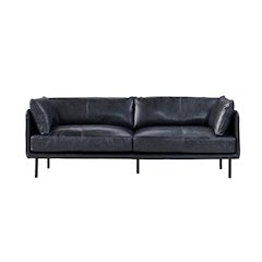 Venezia Industrial Modern Leather Sofa - Slate Leather