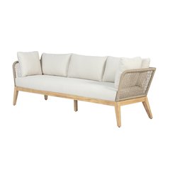Cypress Teak Wood Sofa with Beige Color Rope Design