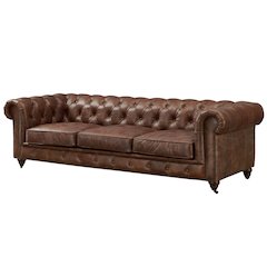 Century Chesterfield Sofa - Dark Brown Leather