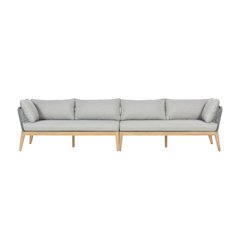 Cypress Teak Wood 128" Sofa with Gray Color Rope Design