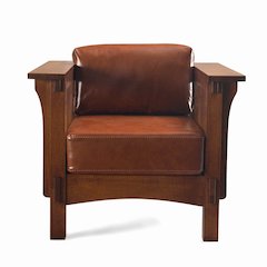 Craftsman Crofter Mission Style Arm Chair - Chesnut Brown Leather