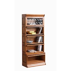 Mission Style Oak Barrister Bookcase 5 Stack-Leaded Glass in Michael's Cherry