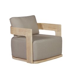 Eclipse Outdoor Solid Teak Wood Revolving Chair Natural Look - Gray Fabric