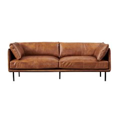 Venezia Industrial Modern Love Seat - Light Brown Leather