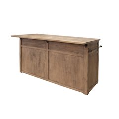 Natural Parota Wood Kitchen Island with Overhang