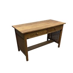 Mission / Arts and Crafts Solid Oak Writing Desk - 50 Inch - Walnut