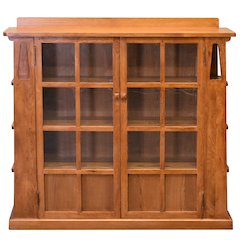 Mission Double Door Bookcase with Side Shelves - Michael's Cherry