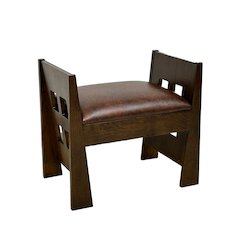 Mission Style Oak and Leather Foot Stool
