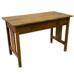 Mission / Arts And Crafts Solid Oak Writing Desk - Walnut