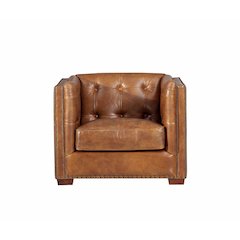Tuxedo Leather Arm Chair - Light Brown