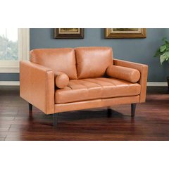 Philippe Top Grain Leather Love seat - Tan